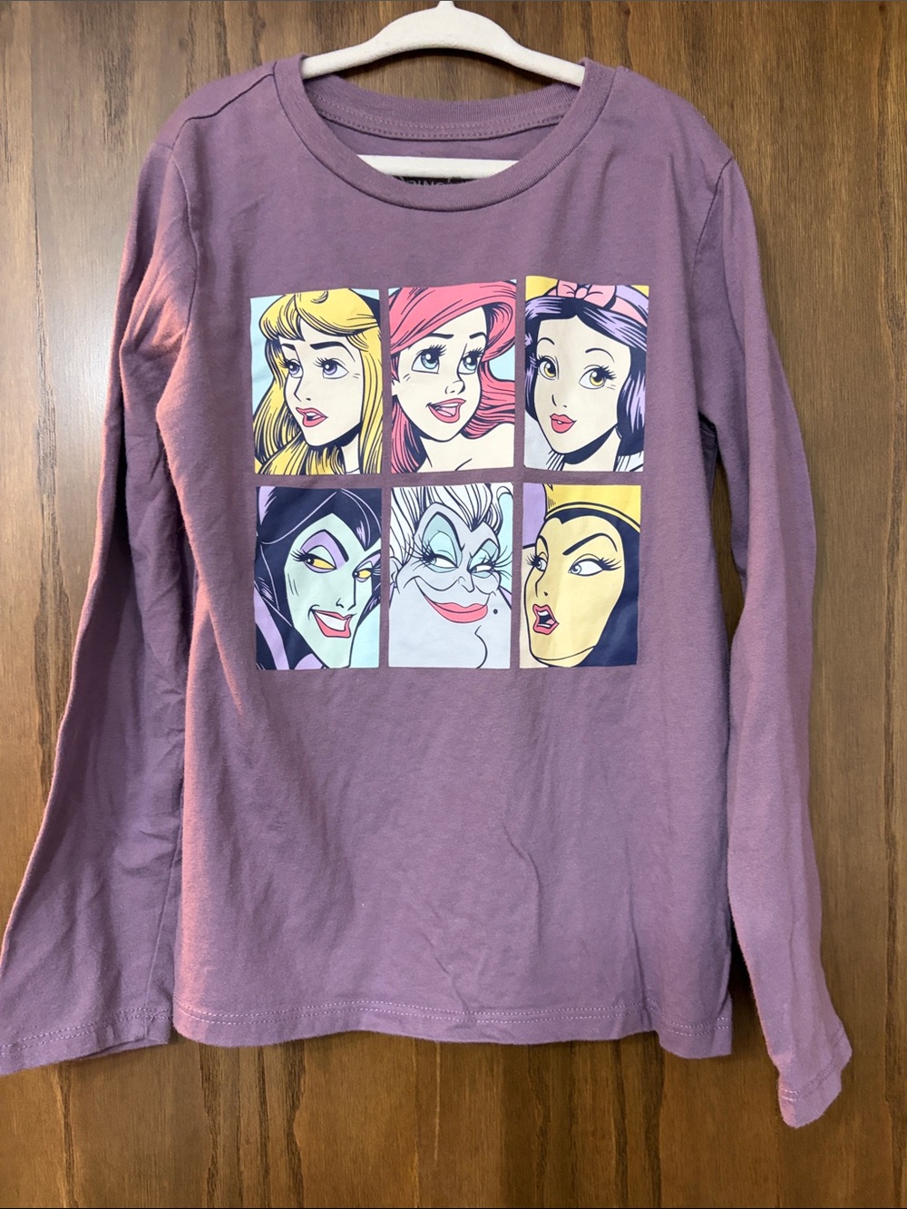Disney Girls' Long Sleeve Princess & Villains Panel Tee - Purple